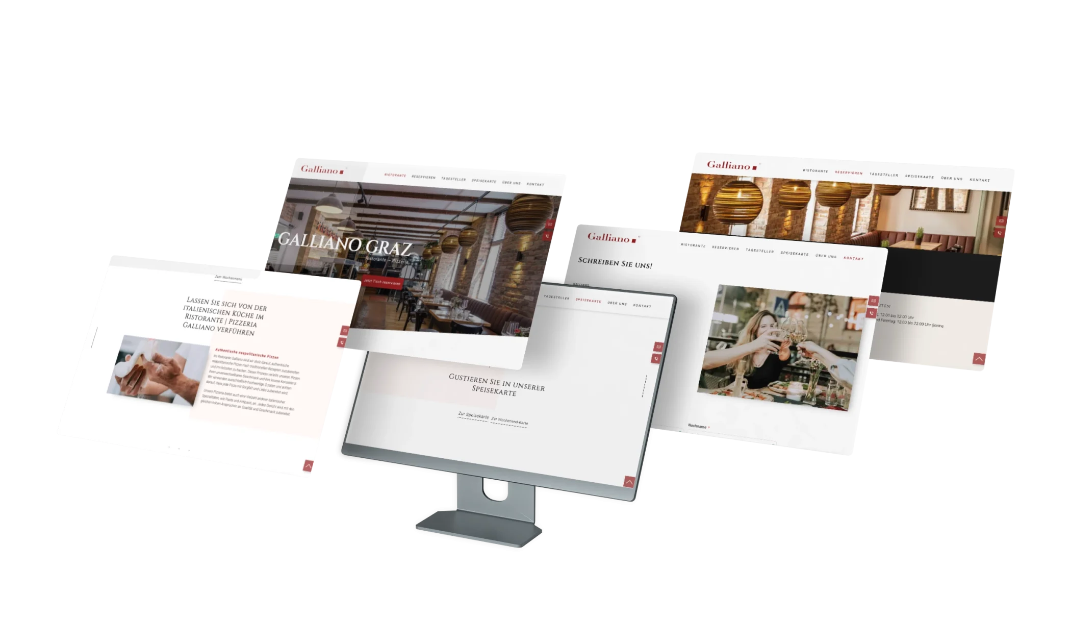 Mockup Screens Webdesign für Galliano Graz