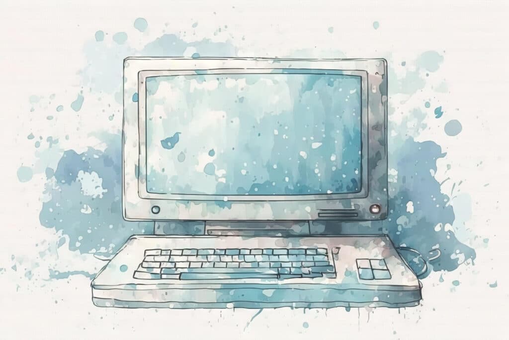 Die Geschichte des Computers - ein Computer als Aquarell gemalt